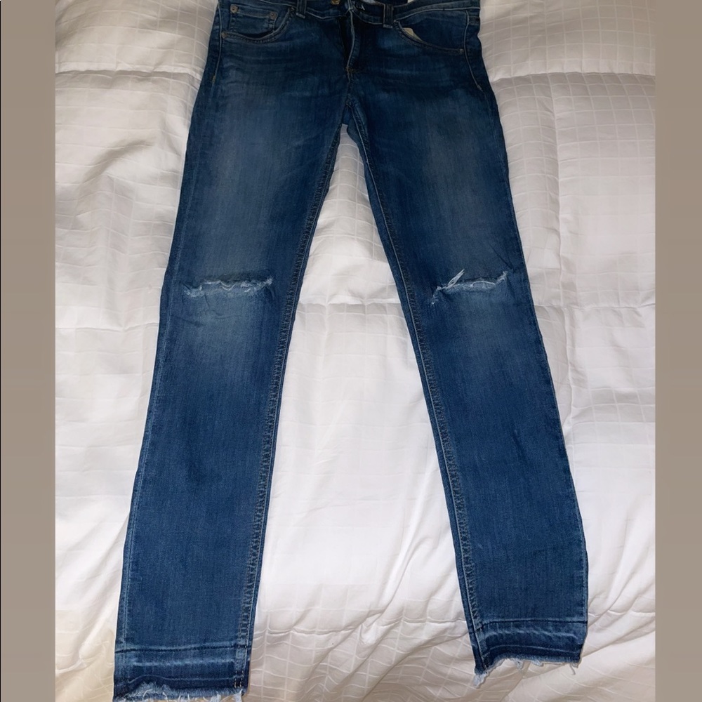 Rag & bone ripped jeans raw hem